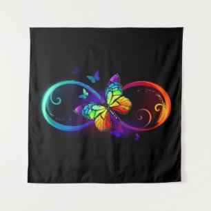 Tapiz Infinidad vibrante con mariposa arco iris sobre ne
