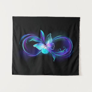 Tapiz Infinito brillante con mariposa mágica