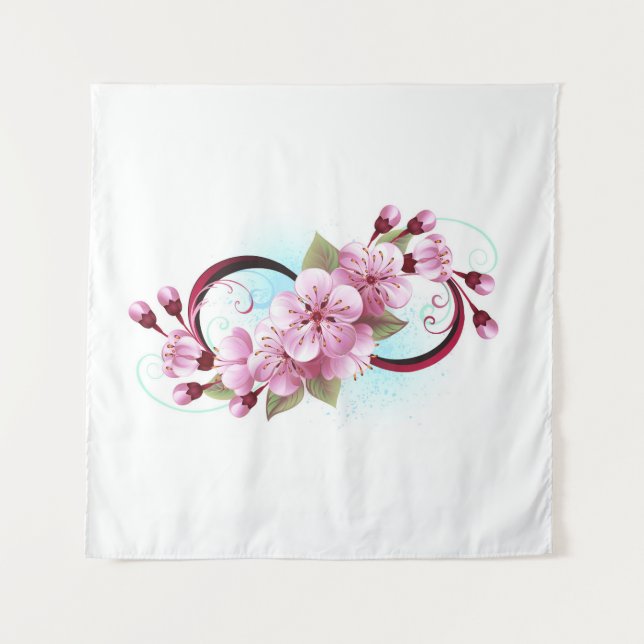 Tapiz Infinito con las flores de flores de Sakura Blosso (Anverso)