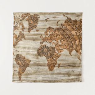 Tapiz Información de madera de papel de mapa