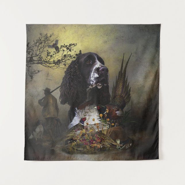 Tapiz Inglés Springer Spaniel con faisán (Anverso)