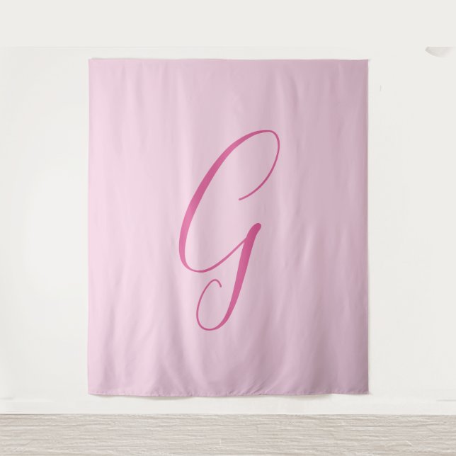 Tapiz Initial Letter Monogram Light Pink Plain Chic (Anverso)