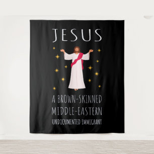 Tapiz Inmigrante indocumentado de piel morena de Jesús