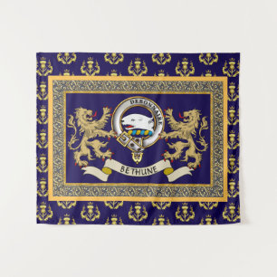 Tapiz Insígnia de Clan Bethune Personalizada Azul