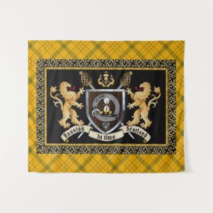 Tapiz Insignia de clan de Houston y Motto con leones