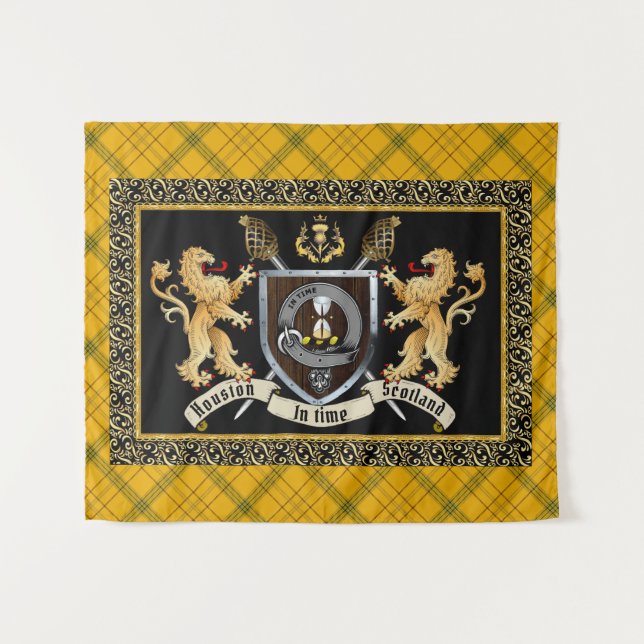 Tapiz Insignia de clan de Houston y Motto con leones (Anverso (horizontal))