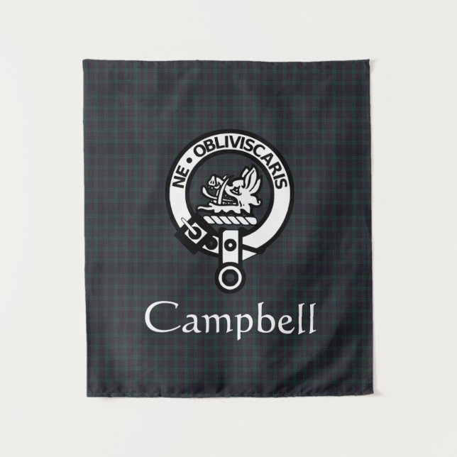 Tapiz Insignia Escudo Campbell y Tartán escoceses (Anverso)