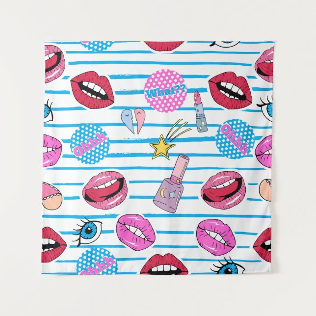 Tapiz insignias de parche personalizado: arte pop. (Anverso)