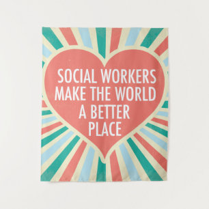 Tapiz Inspirador trabajo social cita colores retro del c