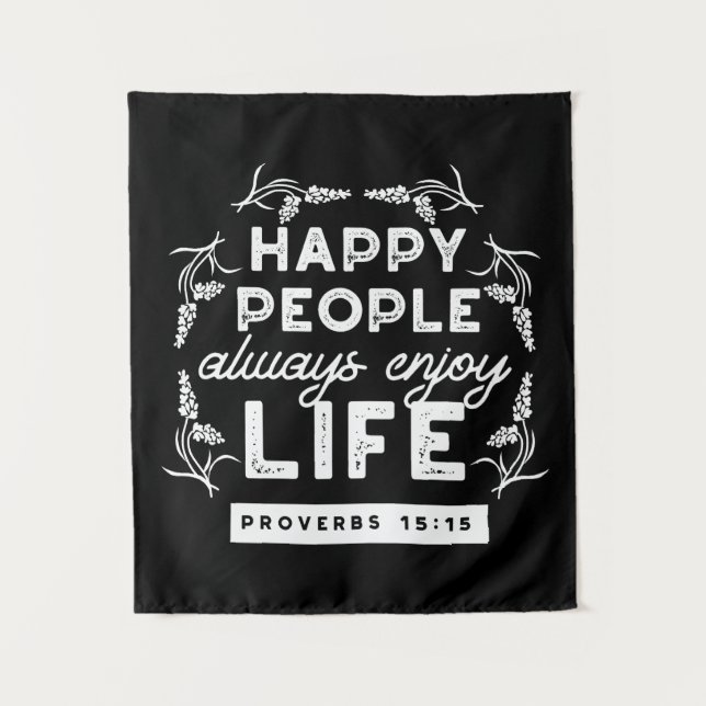 Tapiz Inspirational Christian Quote from Proverbs 15:15 (Anverso)