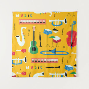 Tapiz Instrumentos musicales: amarillo de mediados del s