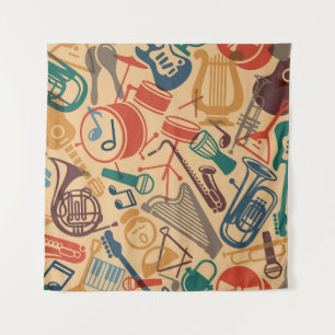 Tapiz Instrumentos musicales vintage de fondo inoxidable