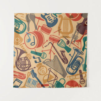 Tapiz Instrumentos musicales vintage de fondo inoxidable