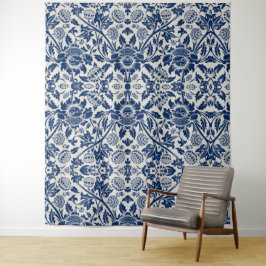 Tapiz Intricate blue floral pattern on light background