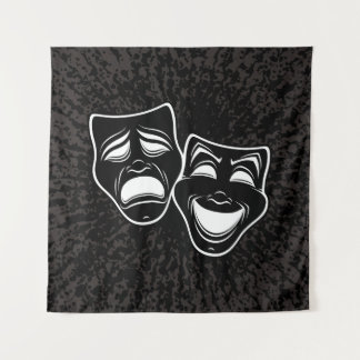Tapiz Inverted Black And White Comedy And Tragedy Masks