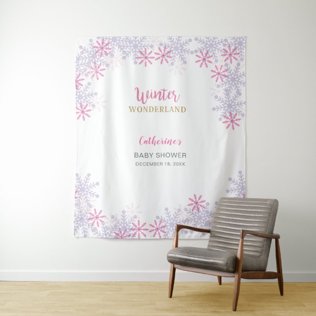 Tapiz Invierno rosa lindo Wonderland Baby Shower Copos d (In situ)