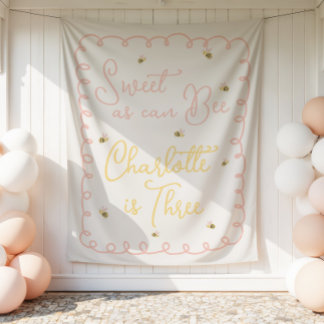Tapiz Invitación de cumpleaños de abeja - Dulce como pue