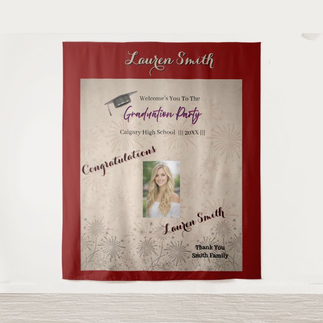 Tapiz Invitación moderna para fiesta de graduación (Anverso)