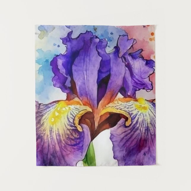 Tapiz Iris morado en acuarela (Anverso)