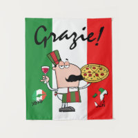 Italia Grazie Pizza Chef Kiss XOXO Tapestry