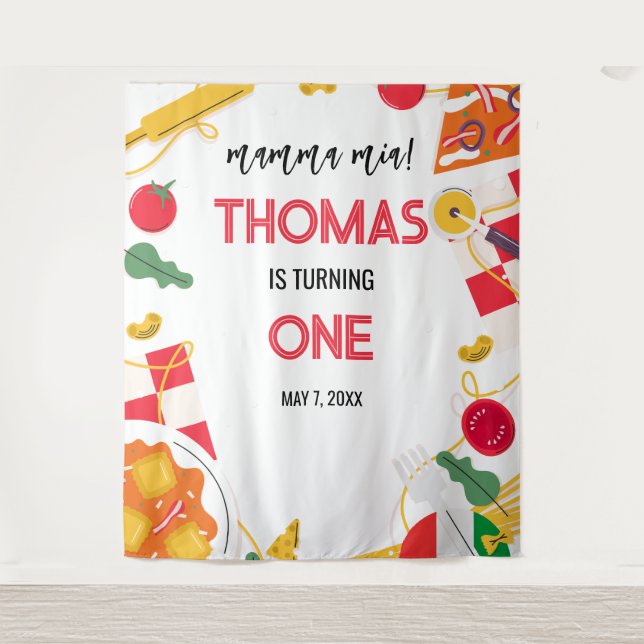 Tapiz Italian Birthday Party backdrop (Anverso)