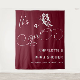 Tapiz It's A Girl Modern Minimal Butterfly Baby Shower