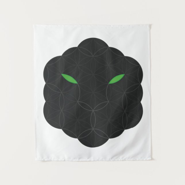 Tapiz Jaguar sagrado - Cara de la vida, negro. (Anverso)