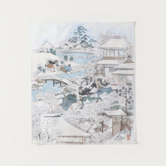 Tapiz Japonés Ukiyo-e de 47 Ronin en el puente de
