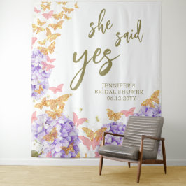 Tapiz Jardín de mariposa Boho Sí Lugar De Ducha Bridal