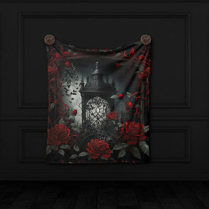 Tapiz Jardín de Rosas del Cementerio Gótico con Rojo y N