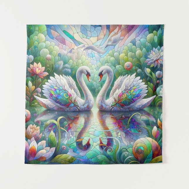 Tapiz Jardín encantado: Cisnes de Splendor (Anverso)
