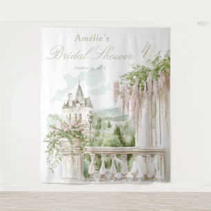 Tapiz Jardín francés romántico Chateau Bridal Shower