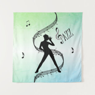 Tapiz Jazz Dance Green Music