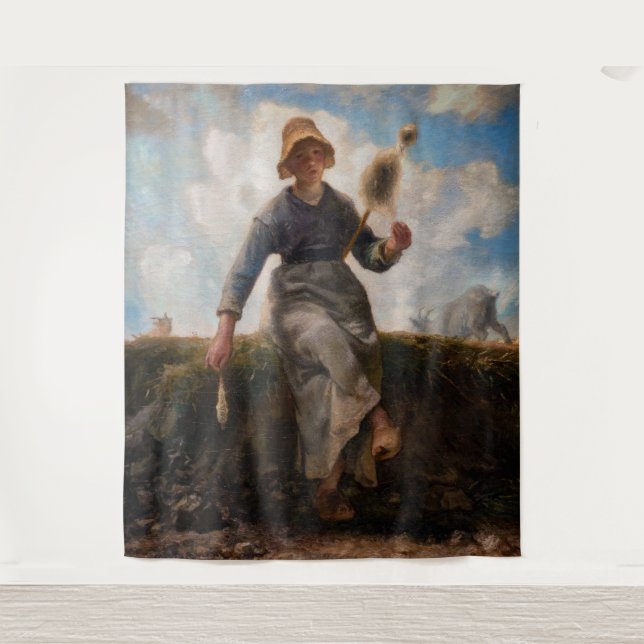 Tapiz Jean-Francois Millet - El Chica Spinner (Anverso)