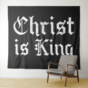 Tapiz Jesucristo es Rey Arte Grunge Gothic Blackletter