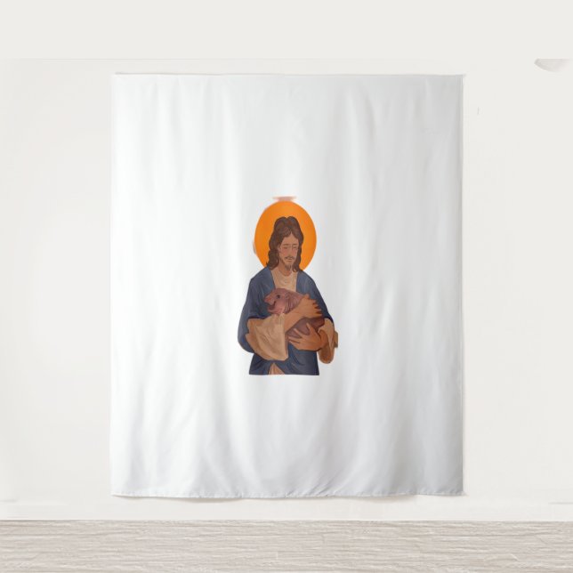 Tapiz Jesús ama a Moo Deng T-Shirt (Anverso)
