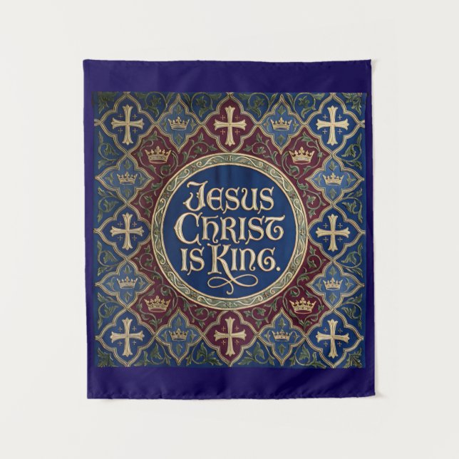 Tapiz 'Jesus Christ is KING' Christian Inspired Tapestry (Anverso)