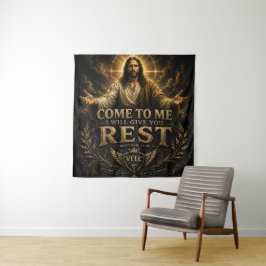 Tapiz Jesus Come to Me Christian Gold Sacred Art