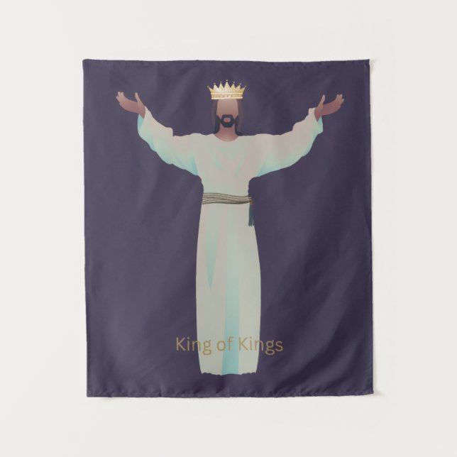 Tapiz Jesus "King of Kings" Blanket, Christian Gifts (Anverso)
