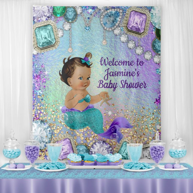 Tapiz Jewel Mermaid Baby Shower Banner Backup (Subido por el creador)