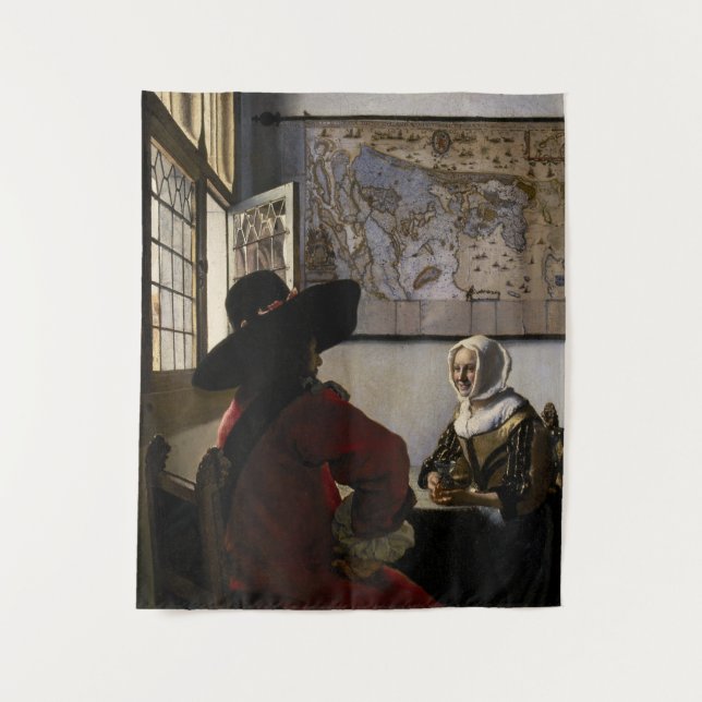 Tapiz Johannes Vermeer - Funcionario con un Chica risibl (Anverso)