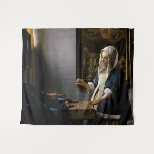 Tapiz Johannes Vermeer - Mujer con equilibrio (Anverso (horizontal))
