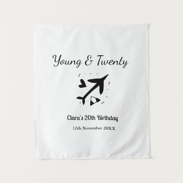 Tapiz Joven y veinte aventura feliz cumpleaños agregar n (Anverso)