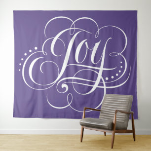 Tapiz JOY Calligraphy Lettering Ultra Violet Purple