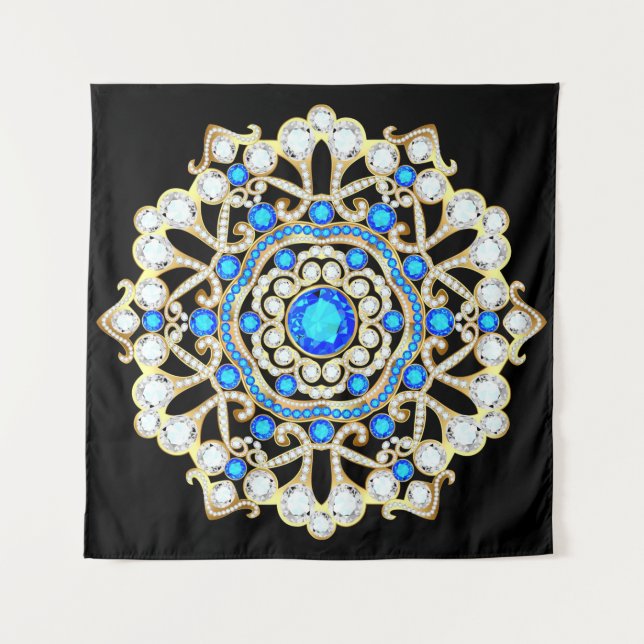 Tapiz joyas de broche de Mandala, elemento de diseño. Di (Anverso)
