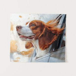 Tapiz Joyful Dog in Wind Art Print