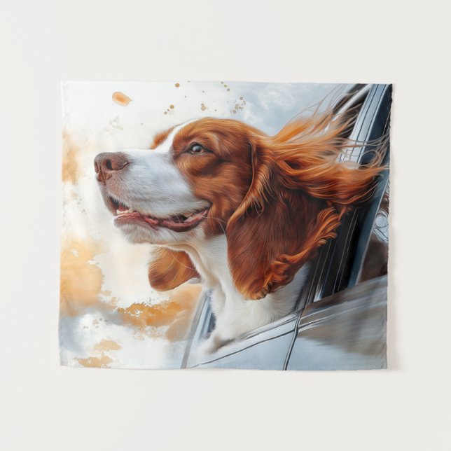Tapiz Joyful Dog in Wind Art Print (Anverso (horizontal))
