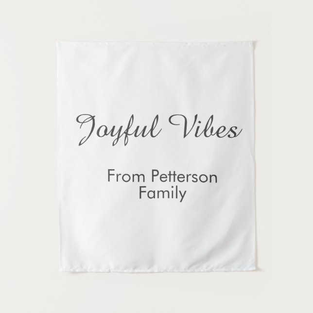 Tapiz Joyful Vibes red Christmas add family name date  (Anverso)