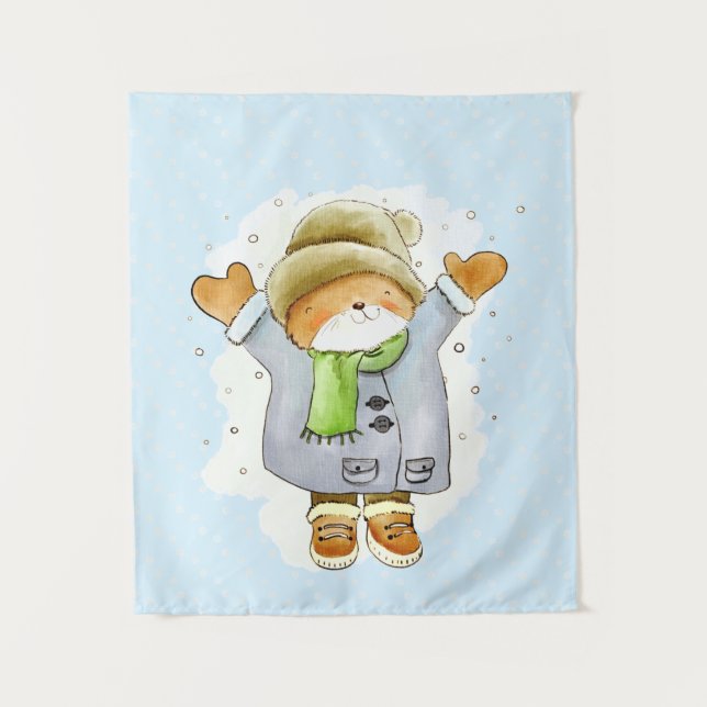 Tapiz Joyous Winter Cat (Anverso)