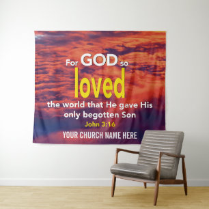 Tapiz Juan 3:16 DIOS AMÓ TANTO AL MUNDO Iglesia